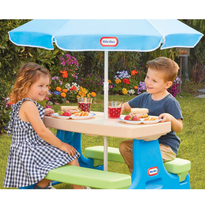 Easy Store Jr. Play Table with Umbrella - Blue/Green