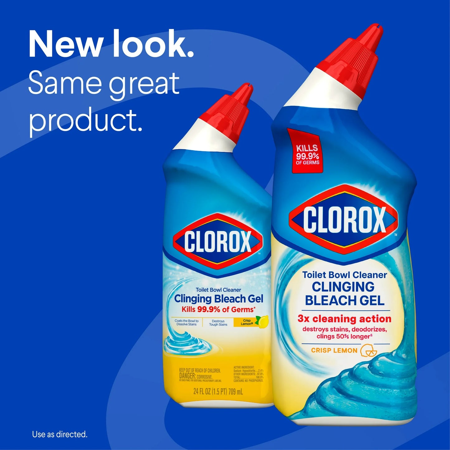 Clorox Toilet Bowl Cleaner Clinging Bleach Gel, Crisp Lemon, 24 fl oz