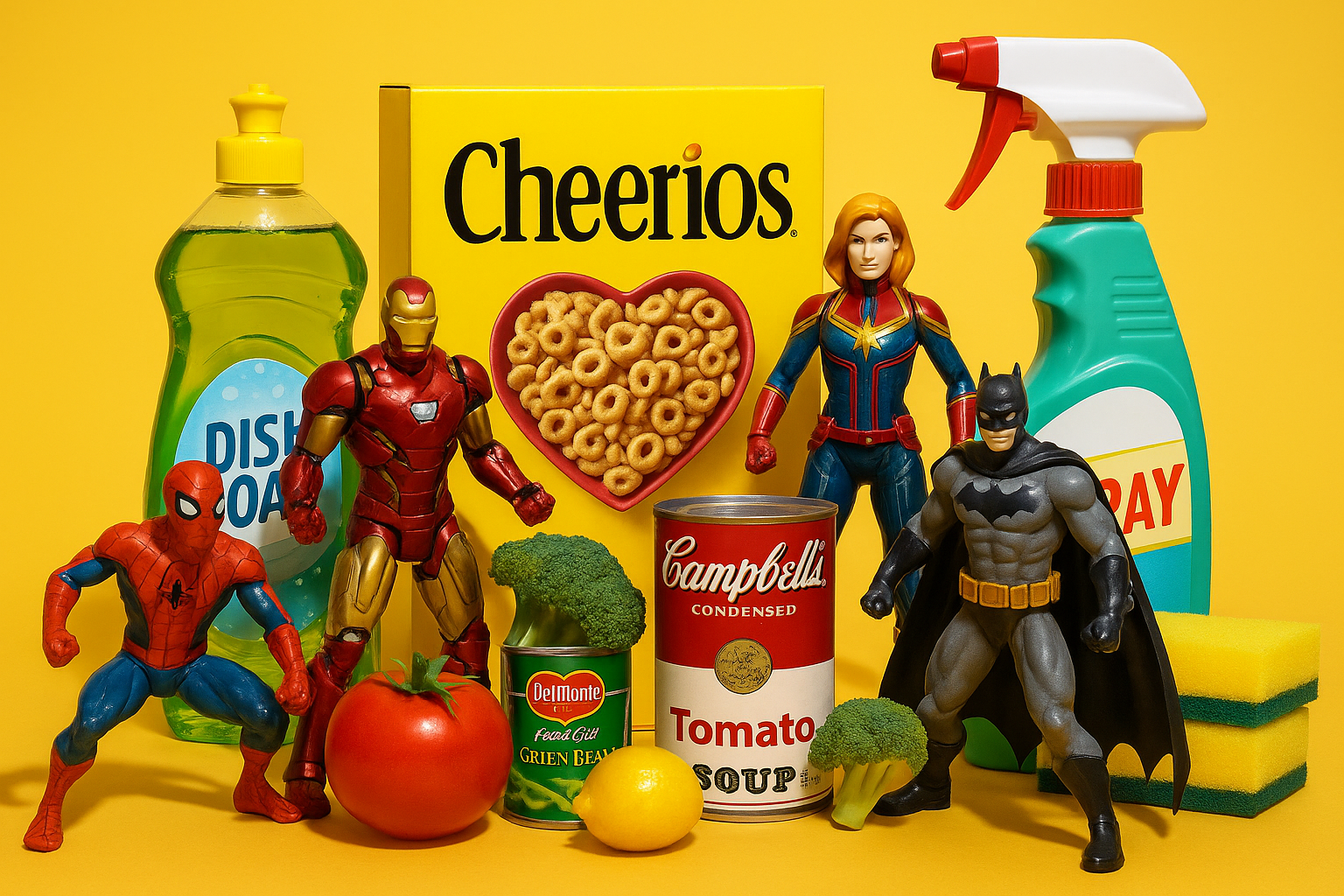 Action Figure Toys Grocery Kitchen cleaning items