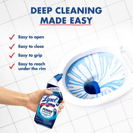 Lysol Power Toilet Bowl Cleaner Gels, Atlantic Fresh, 24 fl oz