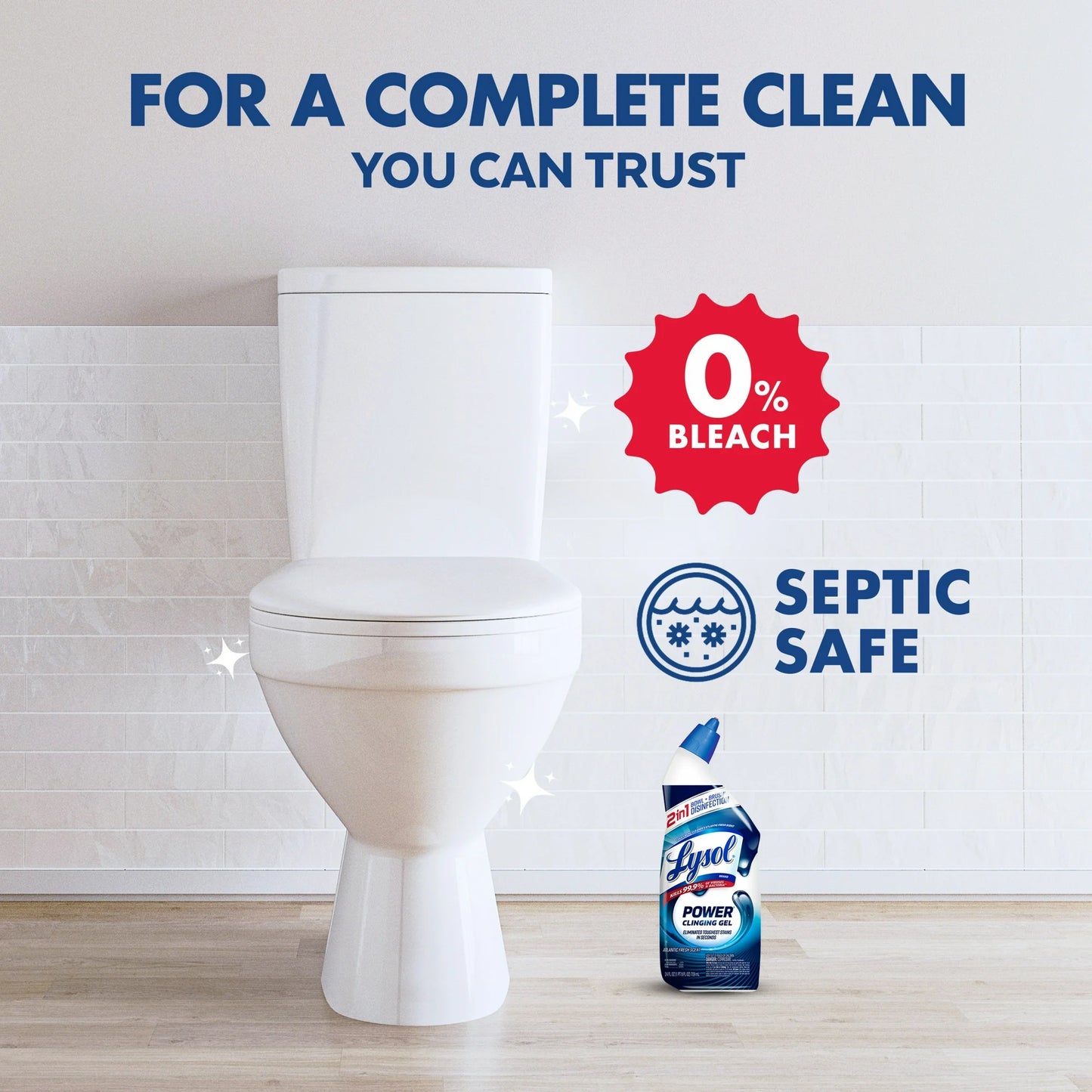 Lysol® Power Toilet Bowl Cleaner Gel, Cleaning, Disinfecting and Stain Removal, 24 oz, 2 Pack