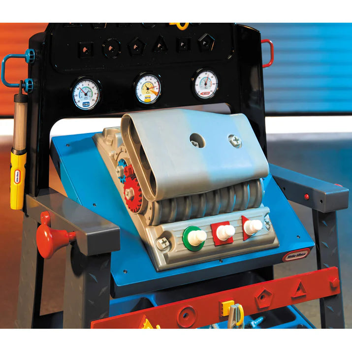 2-in-1 Buildin' to Learn Motor & Wood Shop, Dual-Sided Play with 50+ Accessories