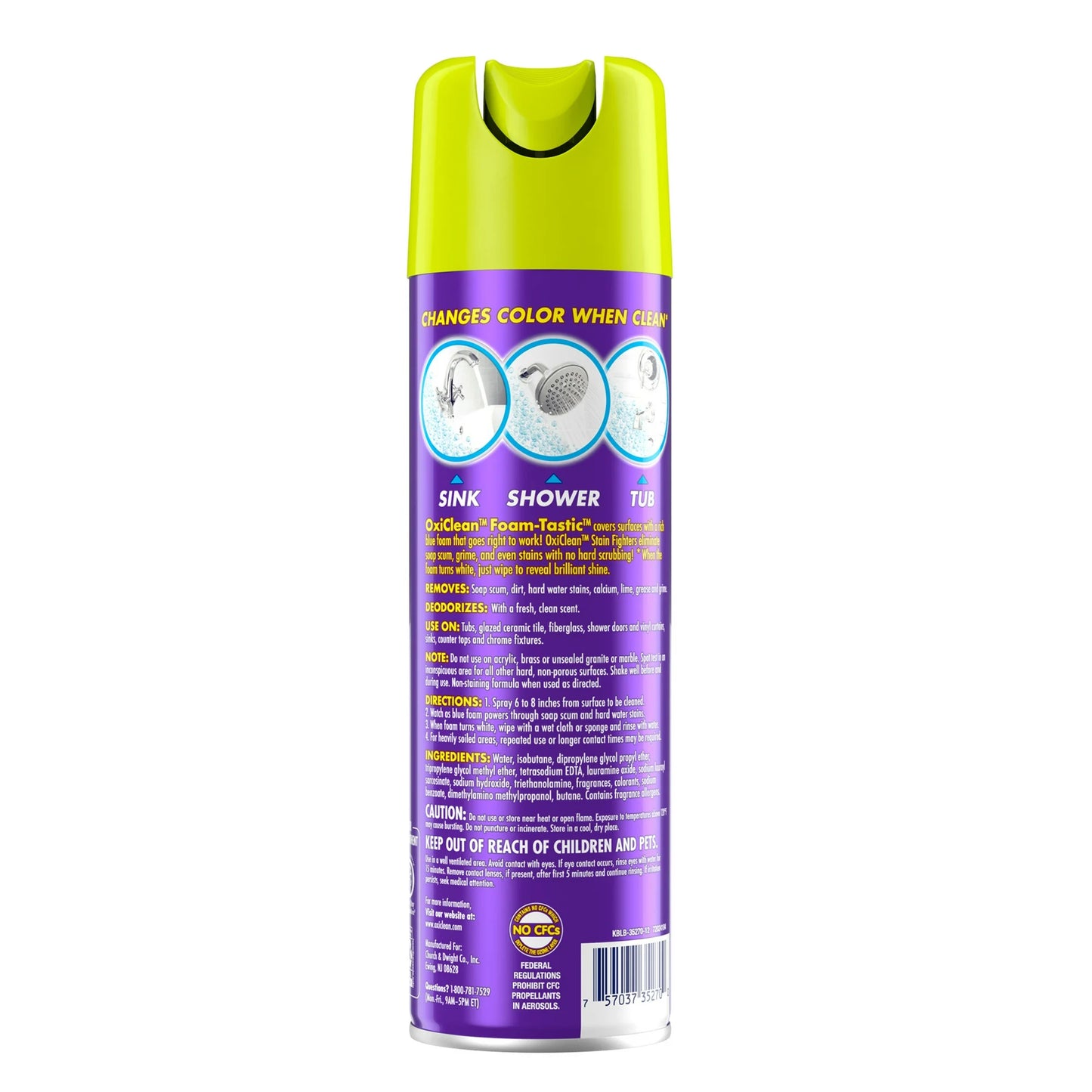 OxiClean Foam-Tastic Foaming Bathroom Cleaner, Removes Soap Scum, Grime & Stains, Fresh Scent, 19 oz