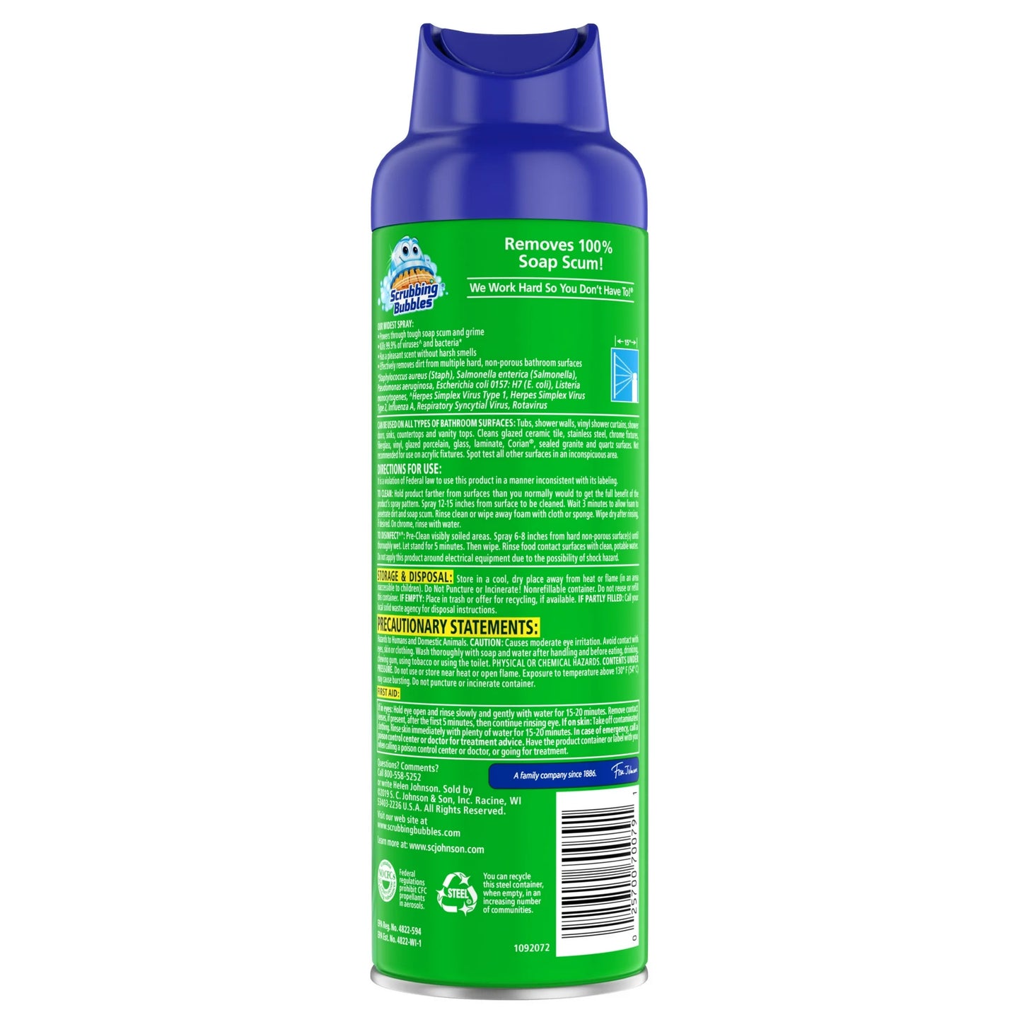 Scrubbing Bubbles Mega Shower Foamer Aerosol, Tough Foaming Bathroom, Tile, Bathtub and Disinfectant Shower Cleaner (1 Aerosol Spray), Rainshower Scent, 20 oz