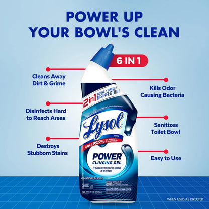 Lysol® Power Toilet Bowl Cleaner Gel, Cleaning, Disinfecting and Stain Removal, 24 oz, 2 Pack