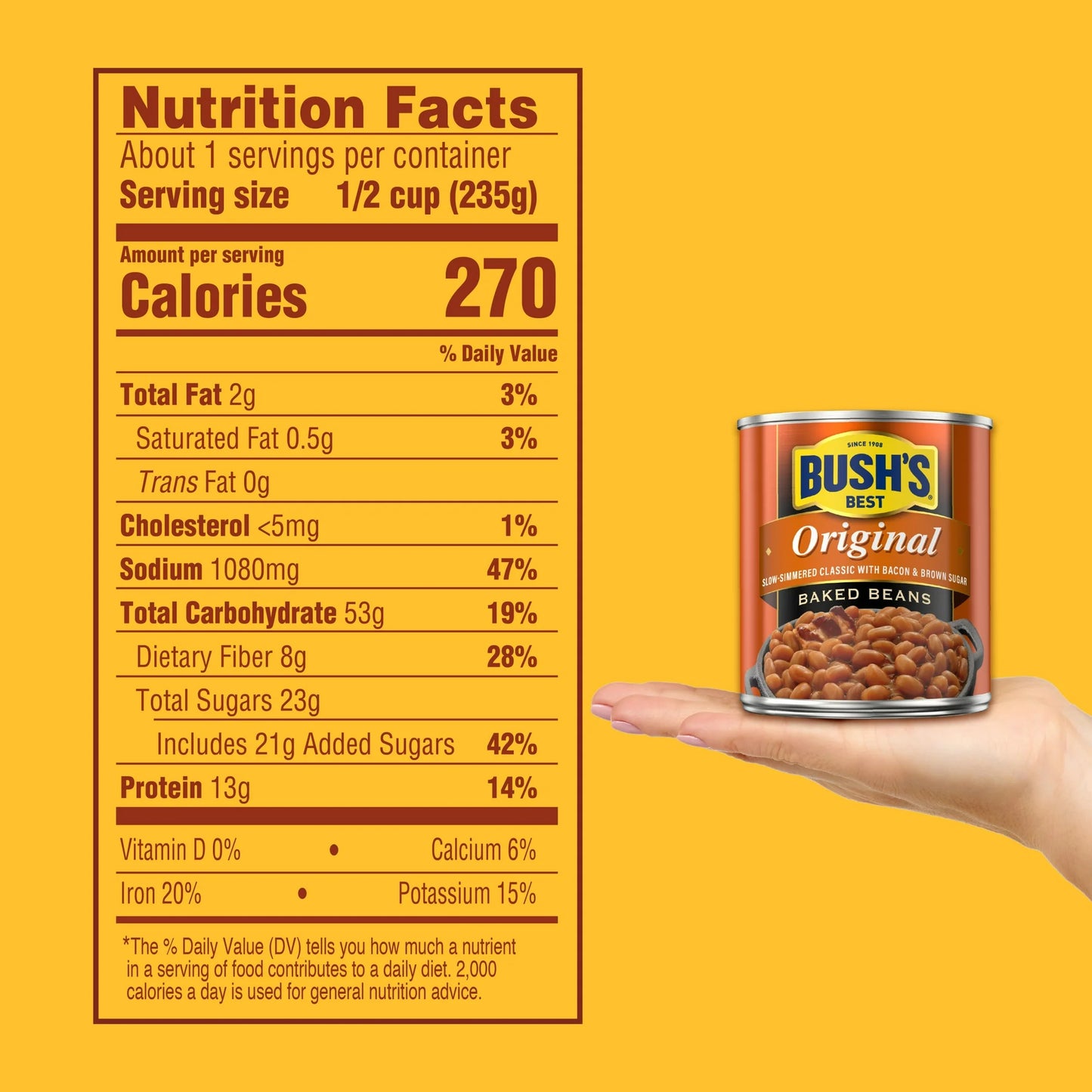Bush's Original Baked Beans, Canned Beans, 8.3 oz Can