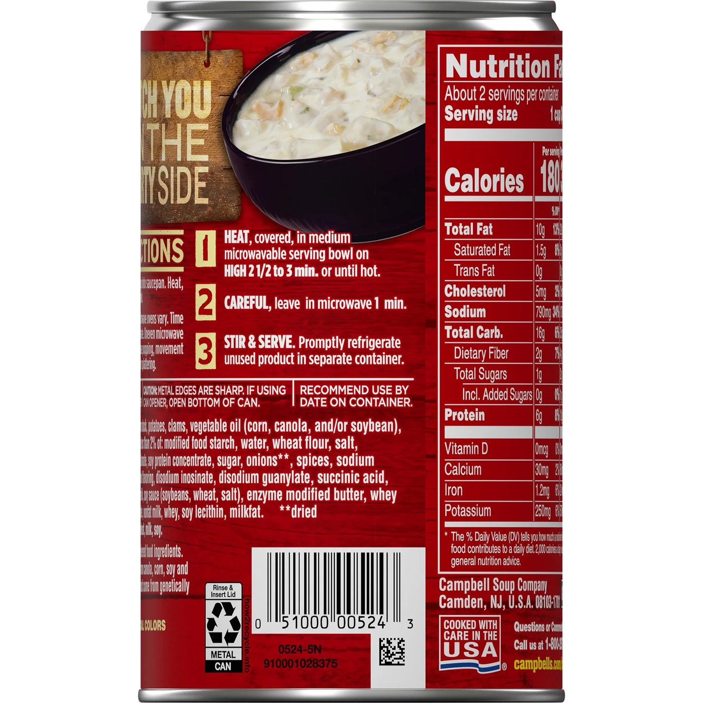 Campbell's Chunky Soup, Ready to Serve New England Clam Chowder, 18.8 oz Can