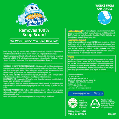 Scrubbing Bubbles Bathroom Grime Fighter Disinfectant Cleaner Aerosol, Rainshower, 20 oz, 1 Count